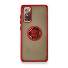BSSM Samsung Galaxy S20 FE Montreal Yüzüklü Silikon Kapak Kırmızı Kılıf