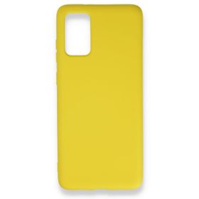 BSSM Samsung Galaxy S20 Plus Nano İçi Kadife Silikon Sarı Kılıf