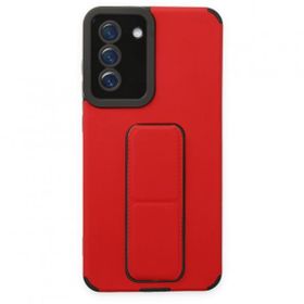 BSSM Samsung Galaxy S21 FE Mega Standlı Silikon Kırmızı Kılıf
