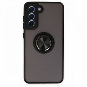 BSSM Samsung Galaxy S21 FE Montreal Yüzüklü Silikon Kapak Siyah Kılıf