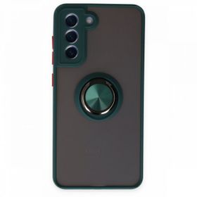 BSSM Samsung Galaxy S21 FE Montreal Yüzüklü Silikon Kapak Yeşil Kılıf
