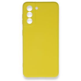 BSSM Samsung Galaxy S21 FE Nano İçi Kadife Silikon Sarı Kılıf
