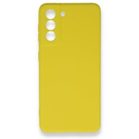 BSSM Samsung Galaxy S21 FE Nano İçi Kadife Silikon Sarı Kılıf