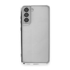 BSSM Samsung Galaxy S21 FE Razer Lensli Silikon Gümüş Cep Telefonu Kılıfı