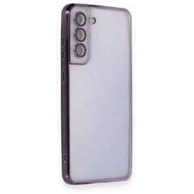BSSM Samsung Galaxy S21 FE Razer Lensli Silikon Mor Cep Telefonu Kılıfı