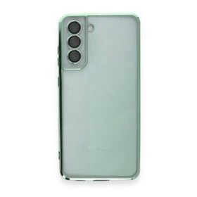 BSSM Samsung Galaxy S21 FE Razer Lensli Silikon Yeşil Cep Telefonu Kılıfı