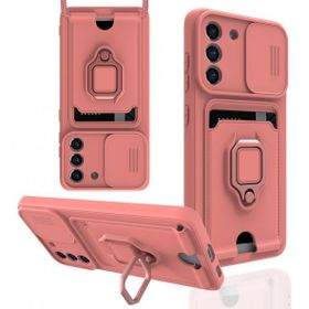BSSM Samsung Galaxy S21 FE Zuma Kartvizitli Yüzüklü Silikon Pembe Kılıf