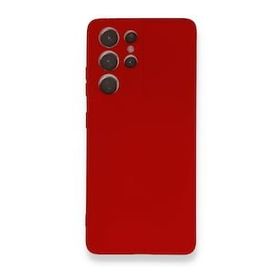 BSSM Samsung Galaxy S21 Ultra Nano İçi Kadife Silikon Kırmızı Kılıf
