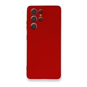 BSSM Samsung Galaxy S21 Ultra Nano İçi Kadife Silikon Kırmızı Kılıf