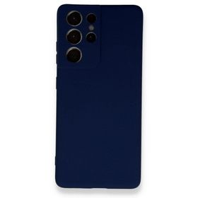 BSSM Samsung Galaxy S21 Ultra Nano İçi Kadife Silikon Lacivert Kılıf