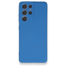 BSSM Samsung Galaxy S21 Ultra Nano İçi Kadife Silikon Mavi Kılıf