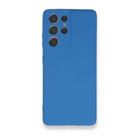 BSSM Samsung Galaxy S21 Ultra Nano İçi Kadife Silikon Mavi Kılıf