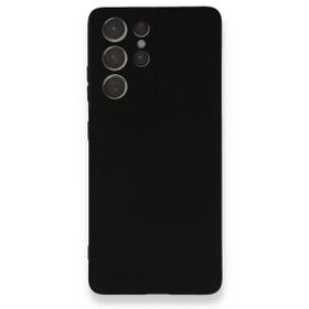 BSSM Samsung Galaxy S21 Ultra Nano İçi Kadife Silikon Siyah Siyah İnci Kılıf