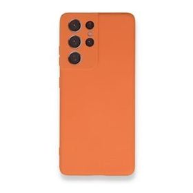 BSSM Samsung Galaxy S21 Ultra Nano İçi Kadife Silikon Turuncu Kılıf