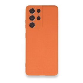 BSSM Samsung Galaxy S21 Ultra Nano İçi Kadife Silikon Turuncu Kılıf