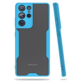 BSSM Samsung Galaxy S21 Ultra Platin Silikon Mavi Kılıf