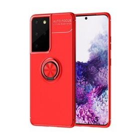 BSSM Samsung Galaxy S21 Ultra Range Yüzüklü Silikon Kırmızı Kılıf