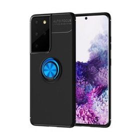 BSSM Samsung Galaxy S21 Ultra Range Yüzüklü Silikon Siyah Mavi Kılıf