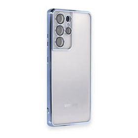BSSM Samsung Galaxy S21 Ultra Razer Lensli Silikon Açık Mavi Kılıf