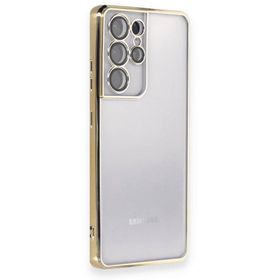BSSM Samsung Galaxy S21 Ultra Razer Lensli Silikon Gold Kılıf