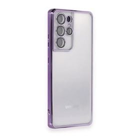BSSM Samsung Galaxy S21 Ultra Razer Lensli Silikon Mor Kılıf