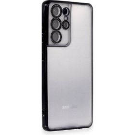 BSSM Samsung Galaxy S21 Ultra Razer Lensli Silikon Siyah Kılıf