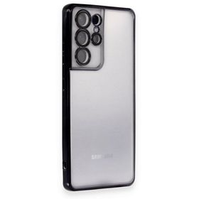BSSM Samsung Galaxy S21 Ultra Razer Lensli Silikon Siyah Kılıf