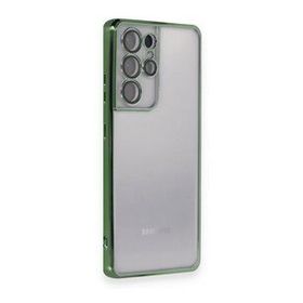 BSSM Samsung Galaxy S21 Ultra Razer Lensli Silikon Yeşil Kılıf