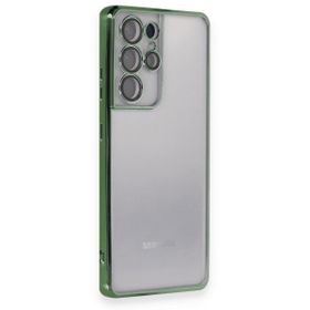 BSSM Samsung Galaxy S21 Ultra Razer Lensli Silikon Yeşil Kılıf