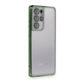 BSSM Samsung Galaxy S21 Ultra Razer Lensli Silikon Yeşil Kılıf