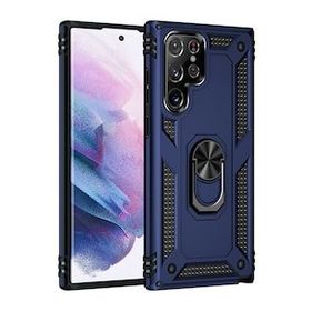 BSSM Samsung Galaxy S21 Ultra Sofya Yüzüklü Silikon Kapak Lacivert Kılıf