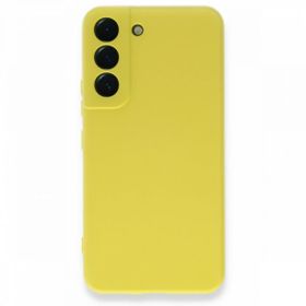 BSSM Samsung Galaxy S22 Plus Nano İçi Kadife Silikon Sarı Kılıf
