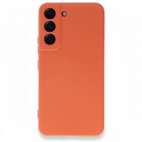 BSSM Samsung Galaxy S22 Plus Nano İçi Kadife Silikon Turuncu Kılıf