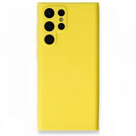BSSM Samsung Galaxy S22 Ultra Nano İçi Kadife Silikon Sarı Kılıf