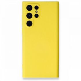BSSM Samsung Galaxy S22 Ultra Nano İçi Kadife Silikon Sarı Kılıf