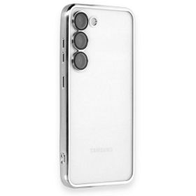 BSSM Samsung Galaxy S23 Plus Razer Lensli Silikon Gümüş Cep Telefonu Kılıfı