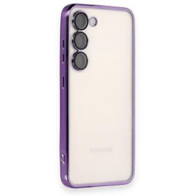 BSSM Samsung Galaxy S23 Razer Lensli Silikon Mor Cep Telefonu Kılıfı