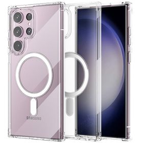BSSM Samsung Galaxy S23 Ultra Magneticsafe Şeffaf Silikon Şeffaf Kılıf