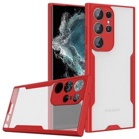 BSSM Samsung Galaxy S23 Ultra Platin Silikon Kırmızı Kılıf