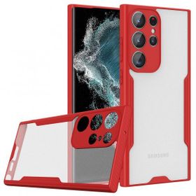BSSM Samsung Galaxy S23 Ultra Platin Silikon Kırmızı Kılıf