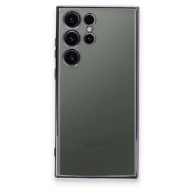 BSSM Samsung Galaxy S23 Ultra Razer Lensli Silikon Gümüş Cep Telefonu Kılıfı