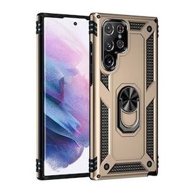 BSSM Samsung Galaxy S23 Ultra Sofya Yüzüklü Silikon Kapak Gold Cep Telefonu Kılıfı