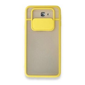 BSSM Sarı Samsung Galaxy J7 Prime Palm Buzlu Kamera Sürgülü Silikon Kılıf