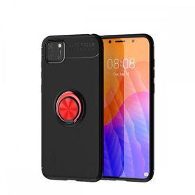 BSSM Siyah Kırmızı Huawei Y5P Range Yüzüklü Silikon Kılıf
