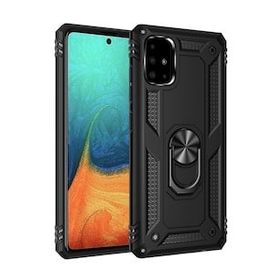 BSSM Siyah Samsung Galaxy A71 Sofya Yüzüklü Silikon Kapak Kılıf