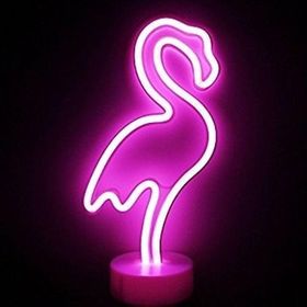 BSSM USB+Pil Neon Işıklı Flamingo Masa Gece Lambası