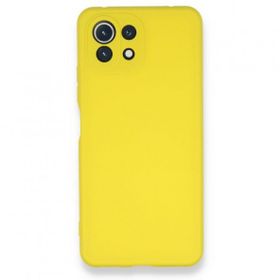 BSSM Xiaomi Mİ 11 Lite Nano içi Kadife Silikon Sarı Kılıf