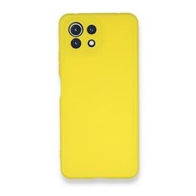BSSM Xiaomi Mİ 11 Lite Nano içi Kadife Silikon Sarı Kılıf