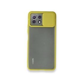 BSSM Xiaomi Mİ 11 Lite Palm Buzlu Kamera Sürgülü Silikon Sarı Kılıf
