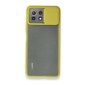 BSSM Xiaomi Mİ 11 Lite Palm Buzlu Kamera Sürgülü Silikon Sarı Kılıf